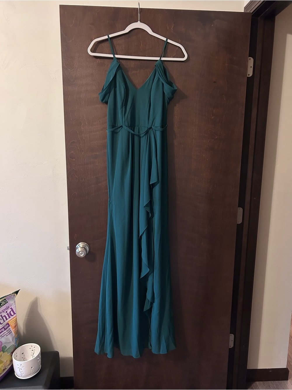 David's Bridal Forest Green Bridesmaid Dress